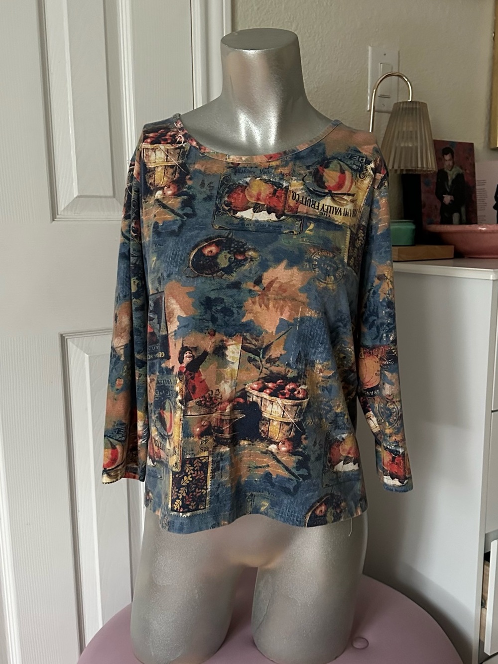 Vintage Rebecca Malone Georgia Peach Graphic Long-Sleeve Top